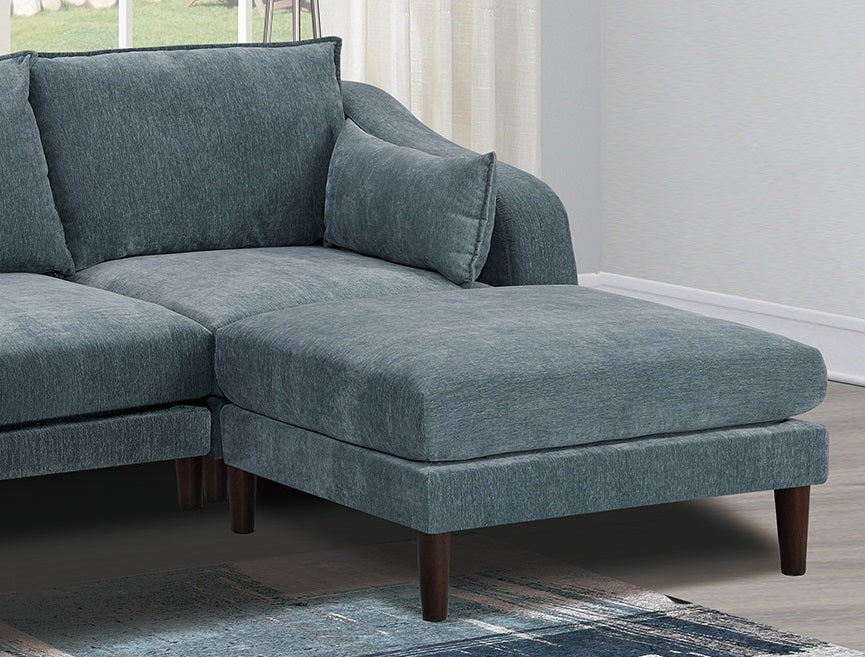 Modern Gorgeous Mineral Morgan Fabric 6Pcs Modular Sectional Set Armless Chairs One Arm Chair Ottoman U Shaped Couch Living Room Grayish Primary Living Space Cushion Back Classic,Contemporary,Modern