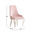 Set Of 2 Velvet Upholstered Dining Chairs, Pink And Chrome Solid Pink Dining Room Rectangular Dining Chairs Set Of 2 Chrome,Velvet