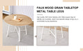 A Modern And Minimalist Circular Dining Table With A 42 Inch Diameter Wood Colorer Patterned Tabletop And White Metal Legs. Suitable For Restaurants, Living Rooms, And Conference Rooms. Brown White Mdf Metal
