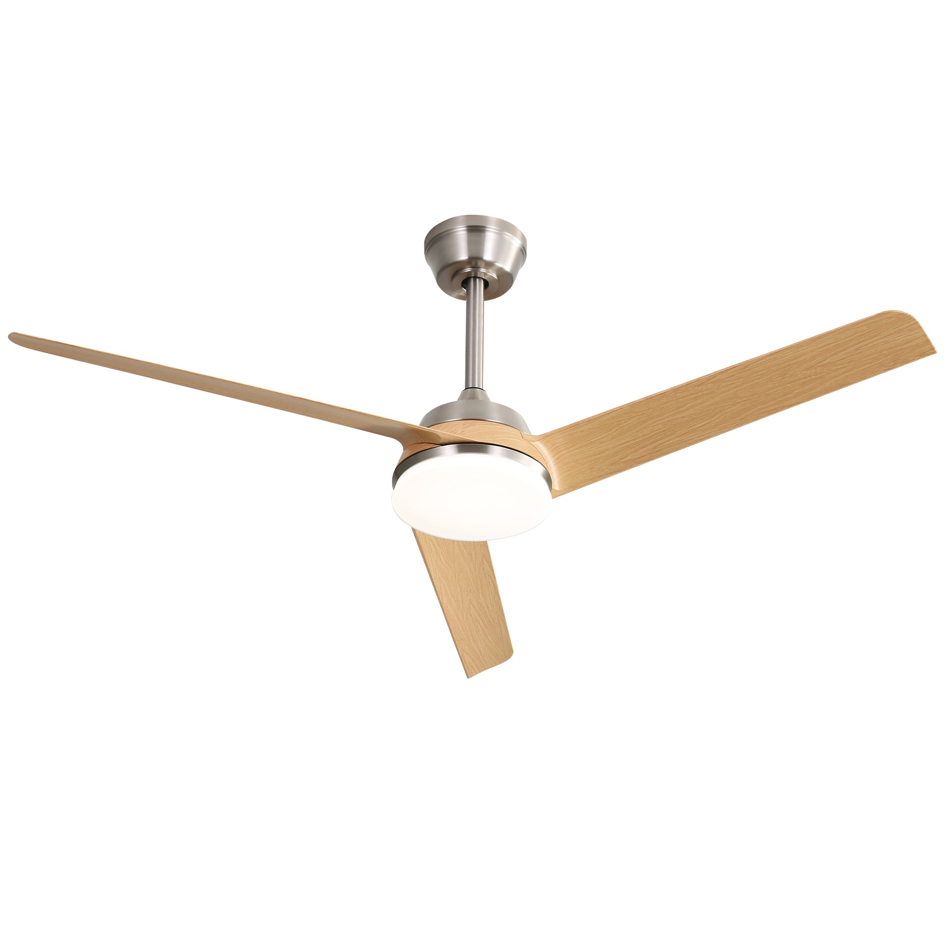 52 Inch Ceiling Fan With 22W Led Light And Remote Control 5 Abs Blades For Living Room Brushed Nickel Abs