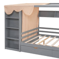 Full Size House Bed With Two Drawers And Wardrobe,Gray Full Gray Solid Wood