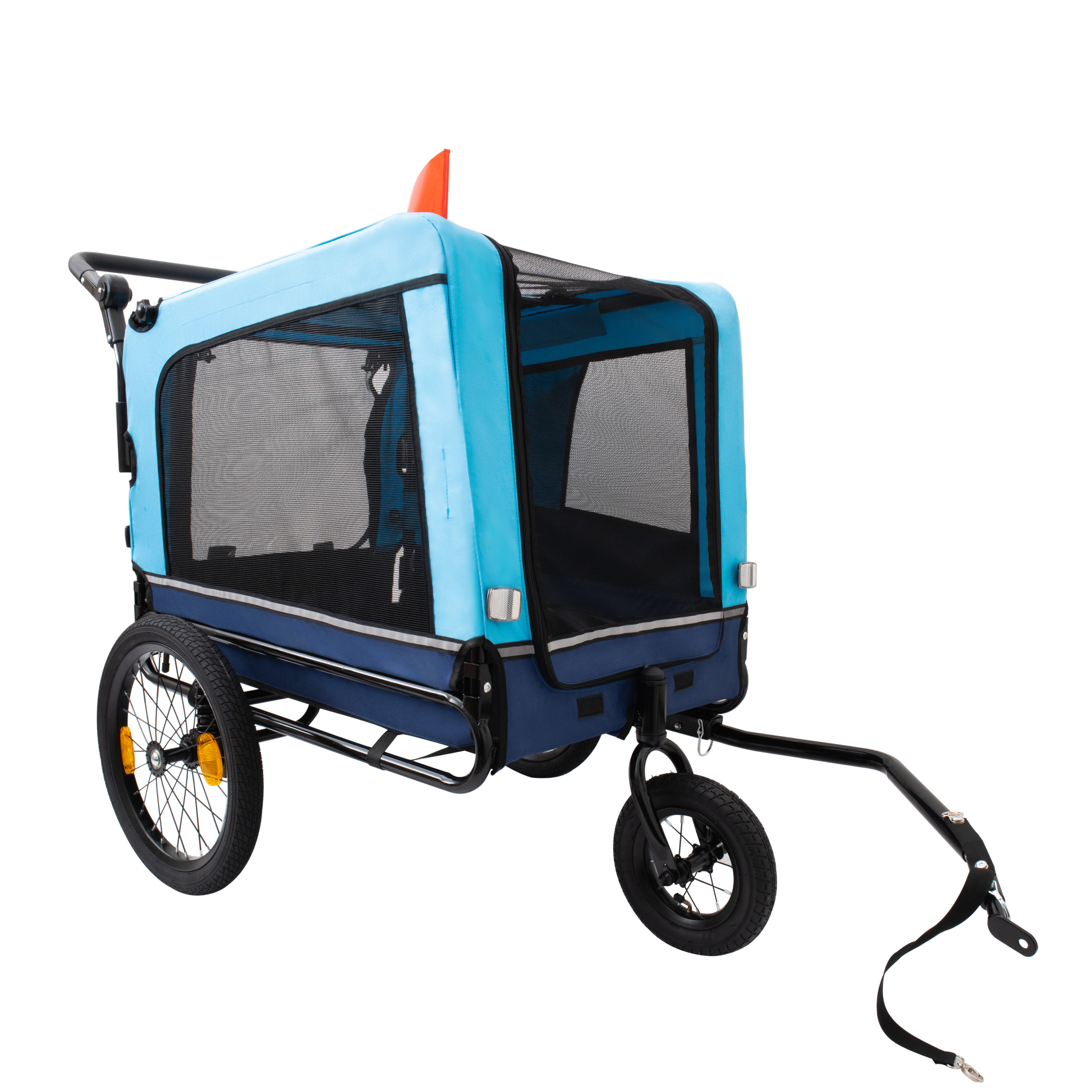 Outdoor Heavy Duty Foldable Utility Pet Stroller Dog Carriers Bicycle Trailer Blue Fabric Steel