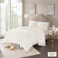 Tufted Cotton Chenille Medallion Fringe Coverlet Mini Set Off White Full Queen Full Off White Cotton