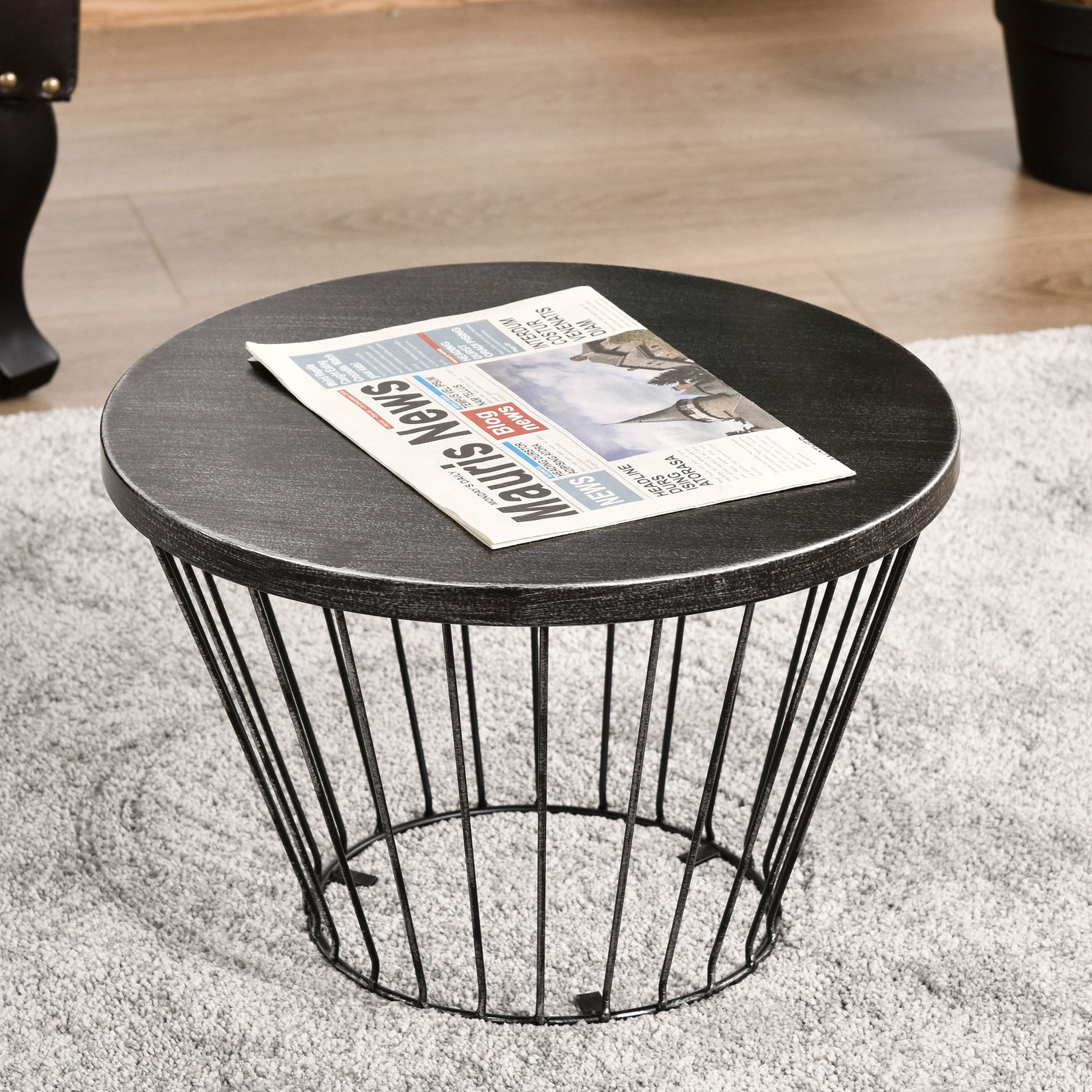 Outsunny 16" Steel Patio Side Table, Garden End Table With Hourglass Design, Accent Table For Outdoor And Indoor Use, Black Black Steel