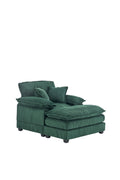 56.3 Inch Corduroy Single Sofa With 2 Toss Pillows And A Ottoman ,Comfy Sofa Deep Seat Couch For Living Room Green Foam 1 Seat