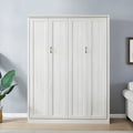 Queen Size Half Self Close And Open Murphy Bed Cabinet Space Saving Bed Perfect For Guest Room, For Bed Room, Guest Room, Home Office, Rustic White Box Spring Not Required Queen Rustic White Wood White Pine Murphy Pine