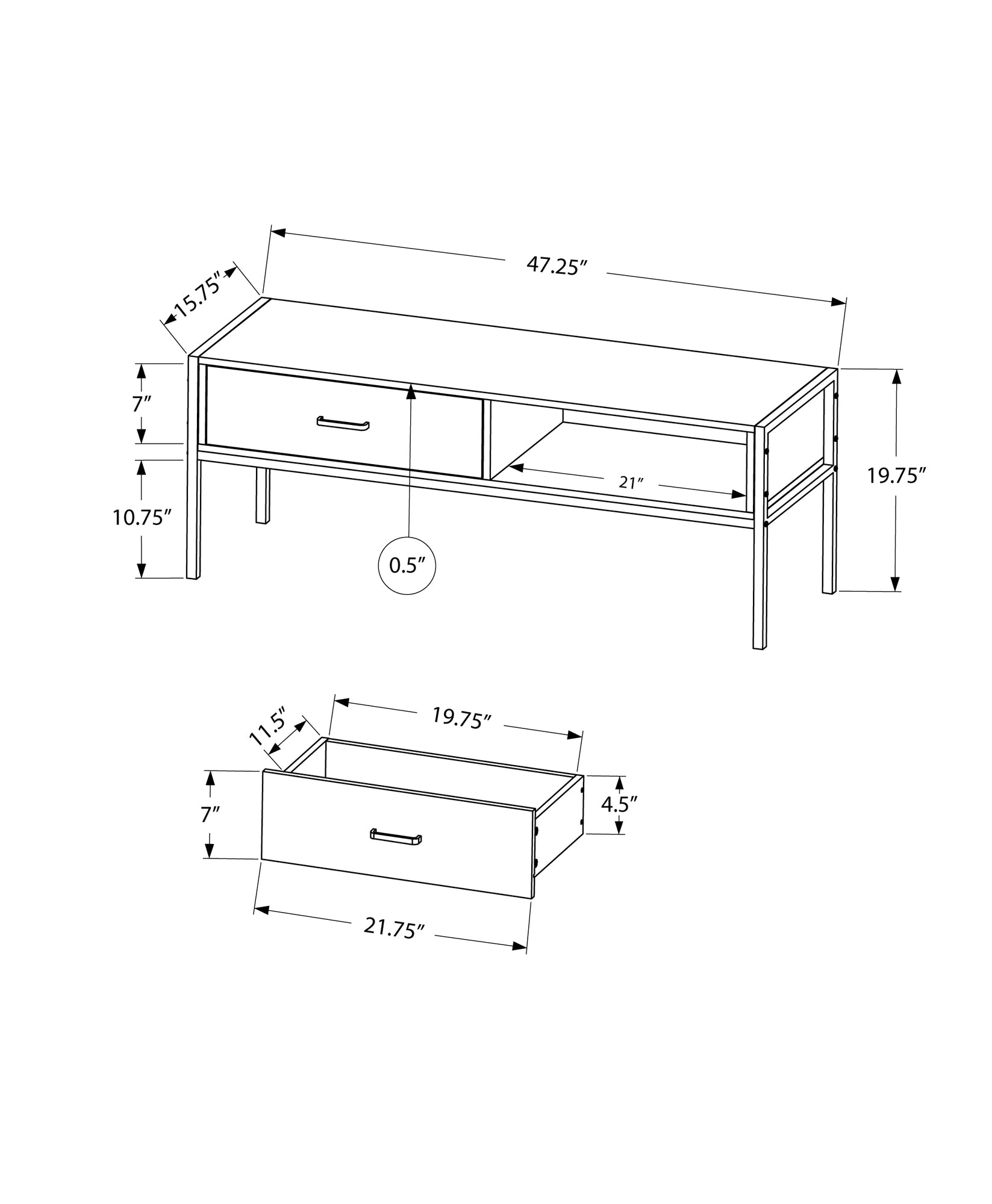 Tv Stand, 48 Inch, Console, Media Entertainment Center, Storage Drawer, Living Room, Bedroom, Brown Laminate, Black Metal, Contemporary, Modern Taupe 40 49 Inches Particle Board