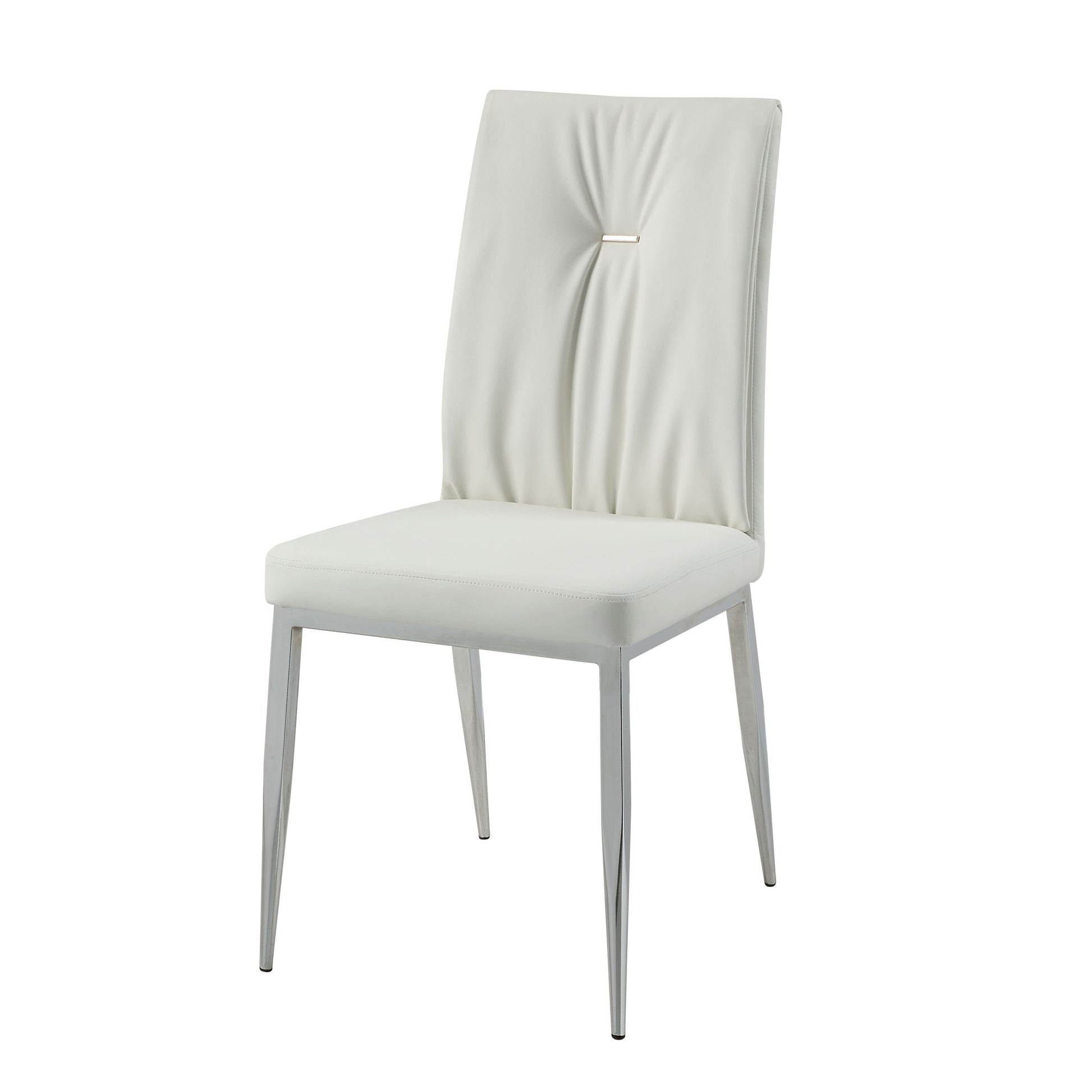 Kamaile Side Chair Set 2 , Beige Synthetic Leather & Chrome Finish Dn02134 Beige Mdf Metal