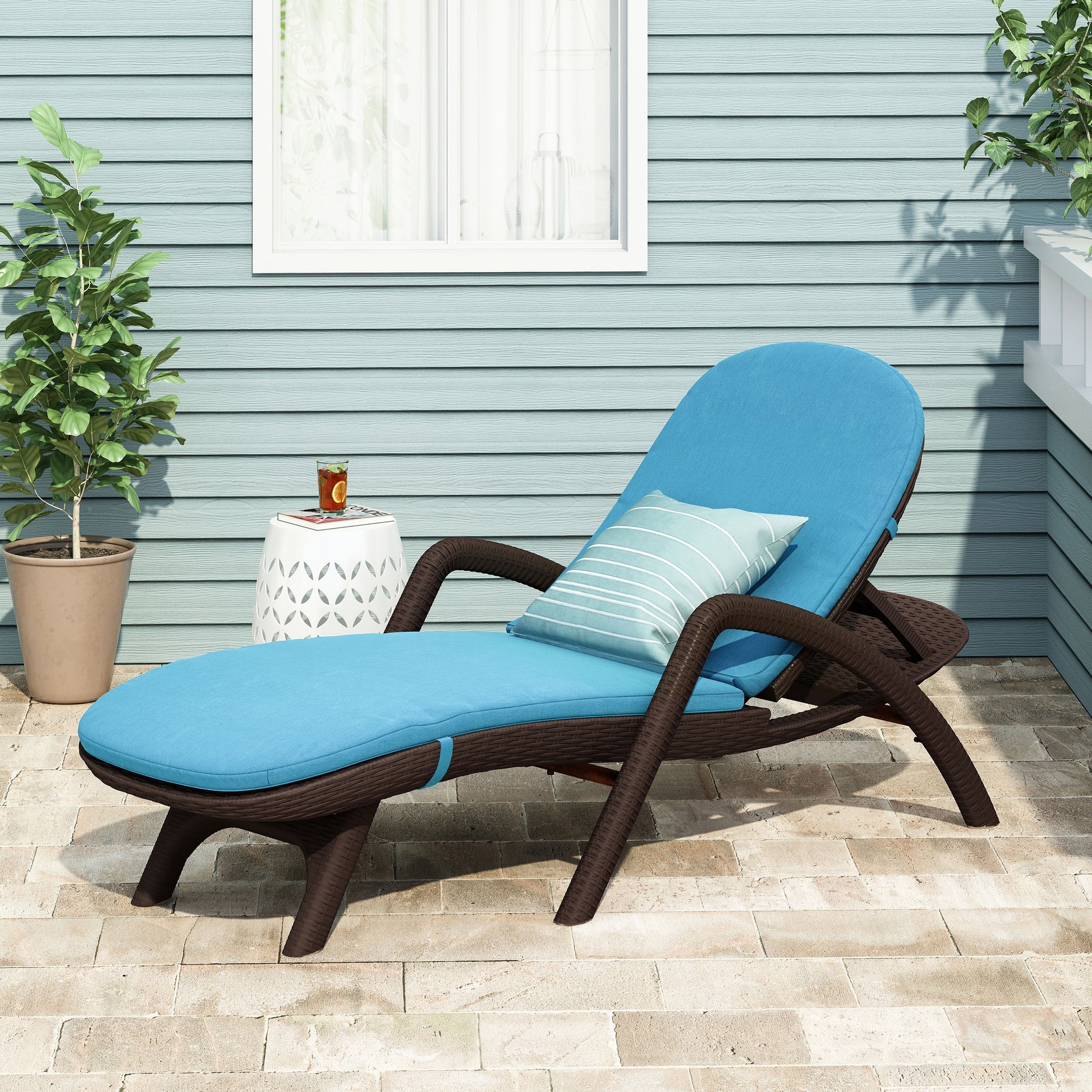 Mikael Chaise Lounge With Cushion Dark Brown Polypropylene