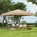 Outsunny 13' X 13' Pop Up Canopy Tent, Instant Sun Shelter, Tents For Parties, Height Adjustable, With Wheeled Carry Bag For Outdoor, Garden, Patio, Parties, Beige Beige Steel