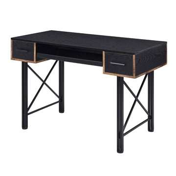 Black Computer Desk With Keyboard Tray Black Computer Desk Office Industrial Rectangular Drawers Desk Wood Metal