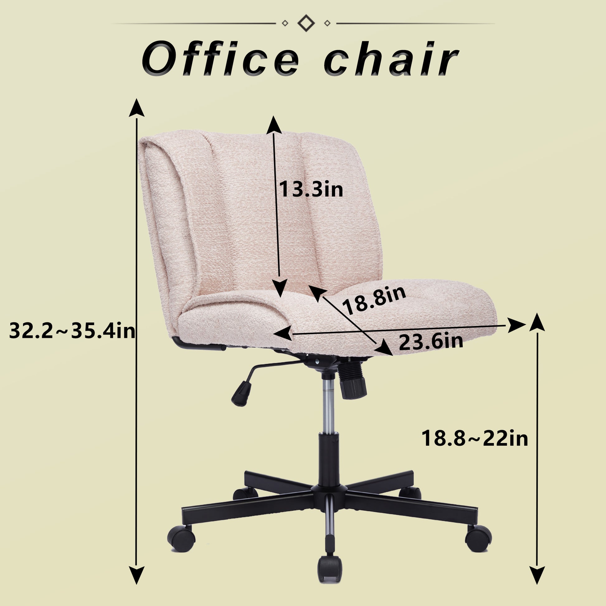 Armless Desk Chairs With Wheels Office Chair Vanity Chair With Technical Cloth Adjustable Swivel Computer Task Chairs For Home Base, Bedroom,Pink Pink Polyester Blend