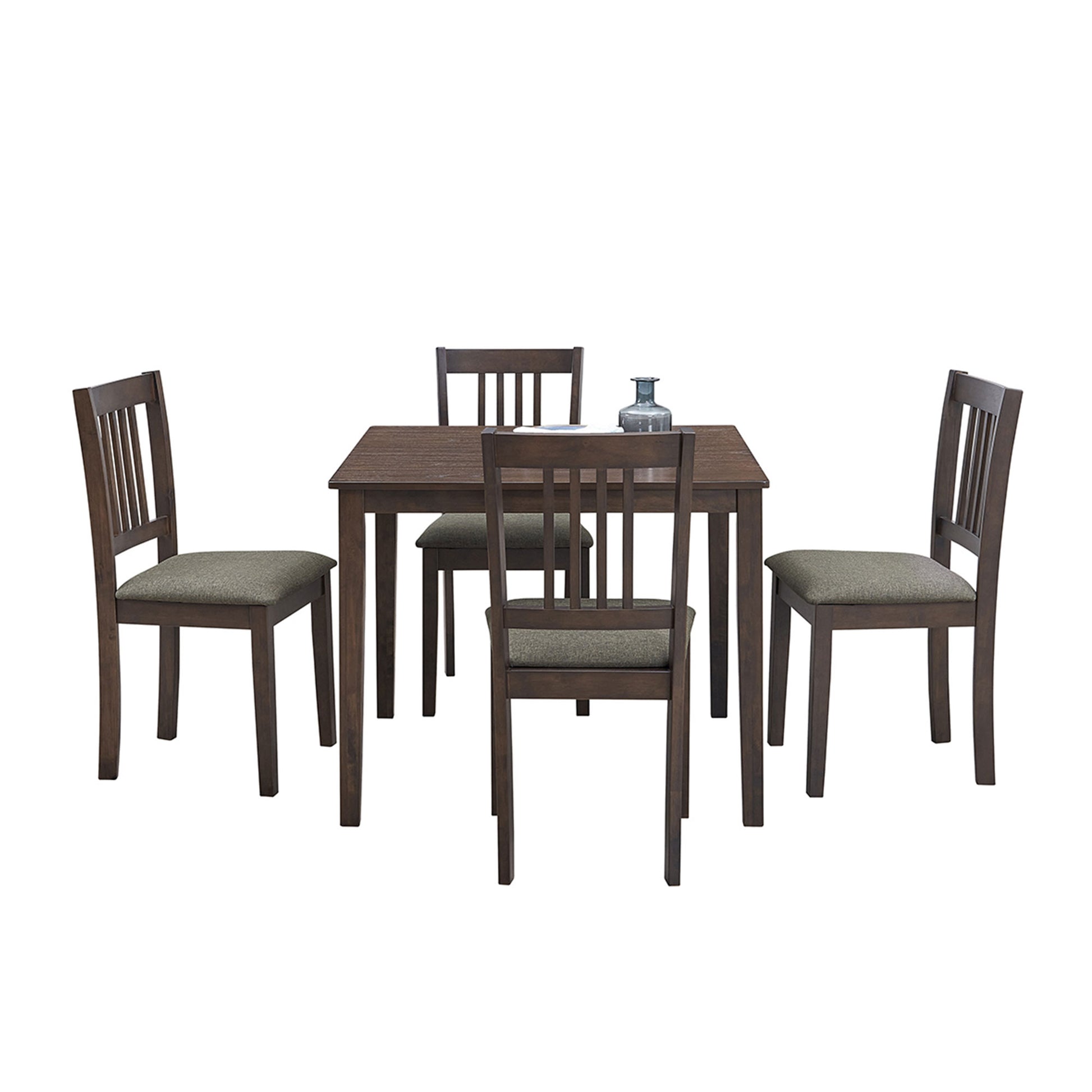 1 Table With 4 Chairs Wooden Dining Table Set, Mid Century Modern Square Wooden Kitchen Table And Upholstered Dining Chairs For Dining Room, Kitchen, Saving Space,Dark Brown Dark Brown Solid Wood Mdf