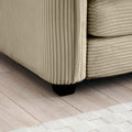 Oversize 3 Seater Sofa With One Footrest, L Shaped Sectional Sofa With Ottoman For Living Rooms,Tan Corduroy Sofa Tan Corduroy 3 Seat