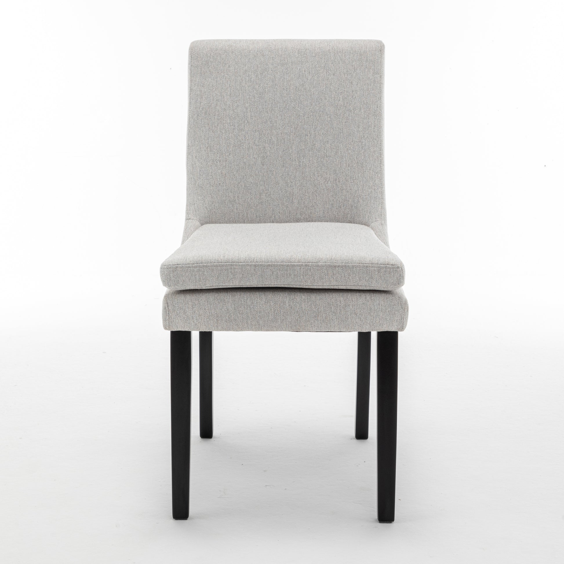 Modern Dining Chairs Set Of 2, Upholstered Kitchen & Dining Room Chairs With Solid Wood Legs,Tufted Linen Fabric Chairs For Living Room, Restaurant Light Gray Linen