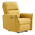 Asheville Dark Yellow Suede Recliner Chair Dark Yellow,Yellow Suede Cushion Back Mid Century Modern Push Button Suede