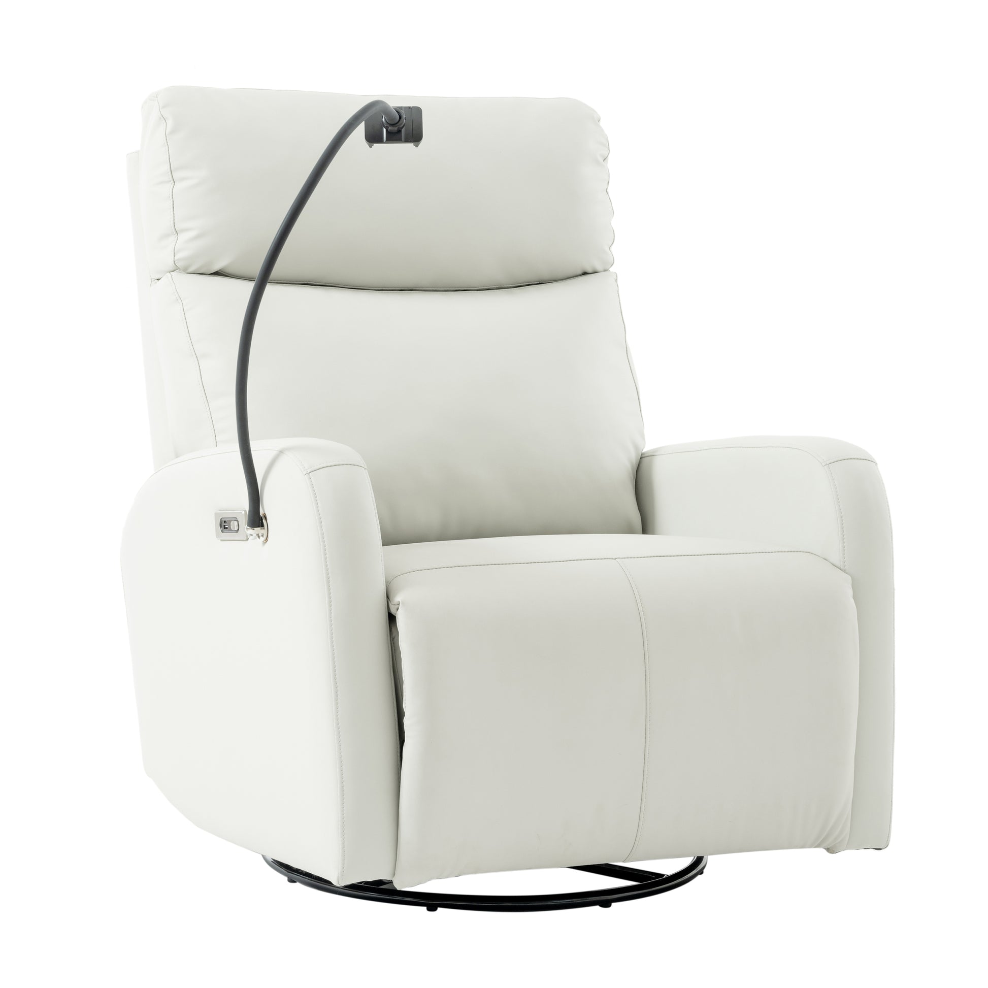 270 Power Swivel Rocker Recliner Chair, Electric Glider Reclining Sofa With Usb Ports, Power Swivel Glider, Rocking Chair Nursery Recliners For Living Room Bedroom Light Gray Solid Light Brown Primary Living Space Push Button Rubberwood Solid Back Wood
