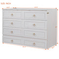 Queen Murphy Bed With Large Drawers,White Queen White Plywood