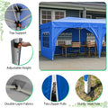 10'X20' Pop Up Canopy Tent With 6 Sidewalls, Ez Pop Up Outdoor Canopy For Parties, Waterproof Commercial Tent With 3 Adjustable Heights, Carry Bag, 6 Sand Bags, 6 Ropes And 12 Stakes, Blue Blue Metal