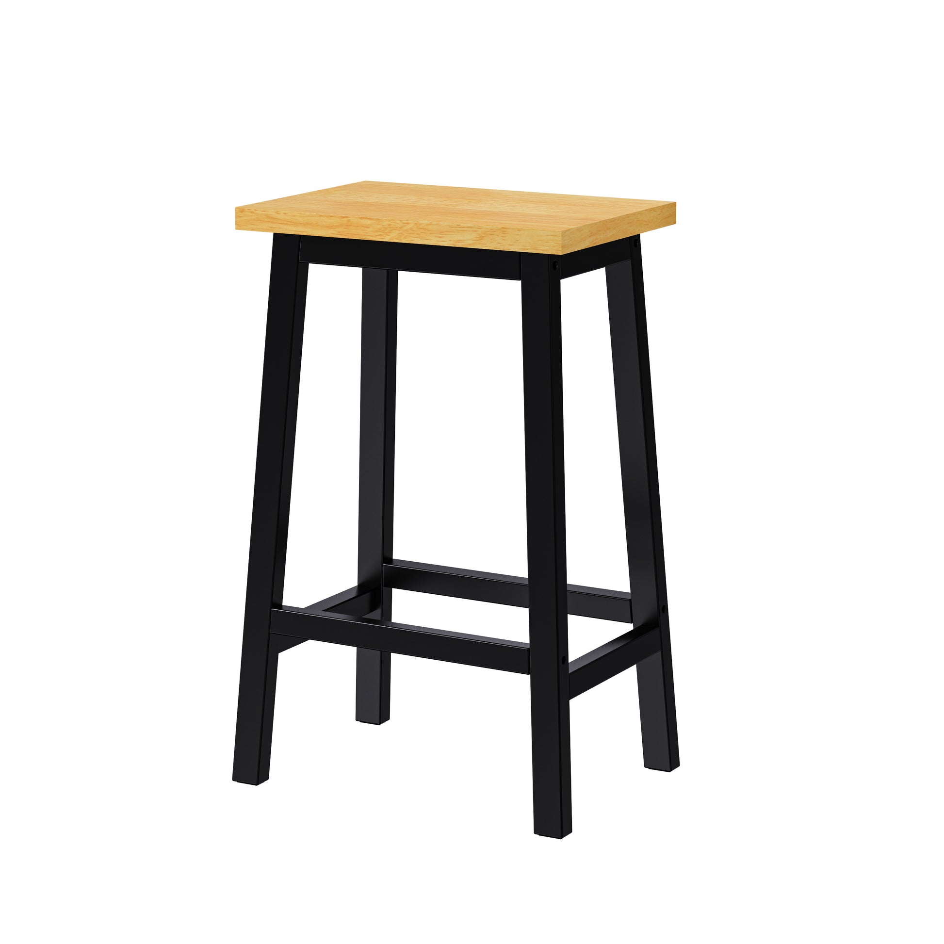 K&K Solid Wood Bar Stools Not Cheap Iron , 25.6" Tall Set Of 2 Bar Chairs, Kitchen Counter Stools With Footrests, Farmhouse Stools For Dining Room, Kitchen, Counter, Black Pine Wood Black White