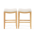 Tiffin Studded Counterstool Set Of 2 Beige Particle Board