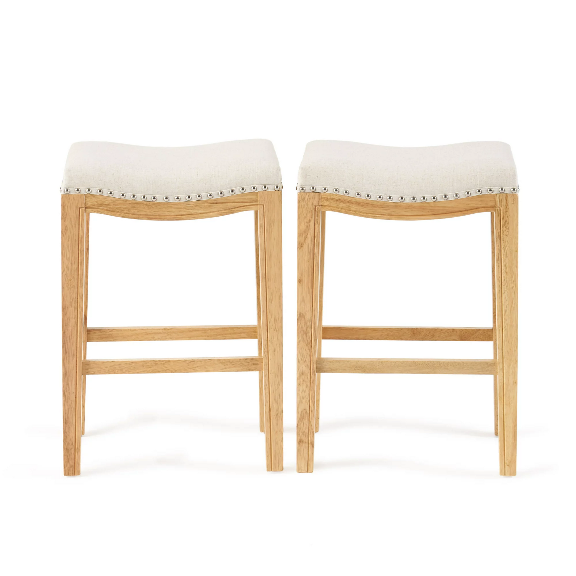 Tiffin Studded Counterstool Set Of 2 Beige Particle Board