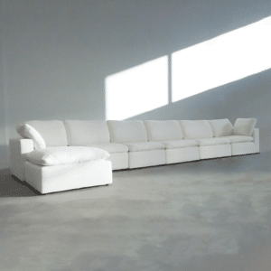 Living Room Modular Corner Wedge Sofa, 1 Pc Fabric Upholstered Corner Sofa Couch With Soft Cushions, White White Linen Wood Primary Living Space Soft Cushion Back Contemporary,Modern Engineered