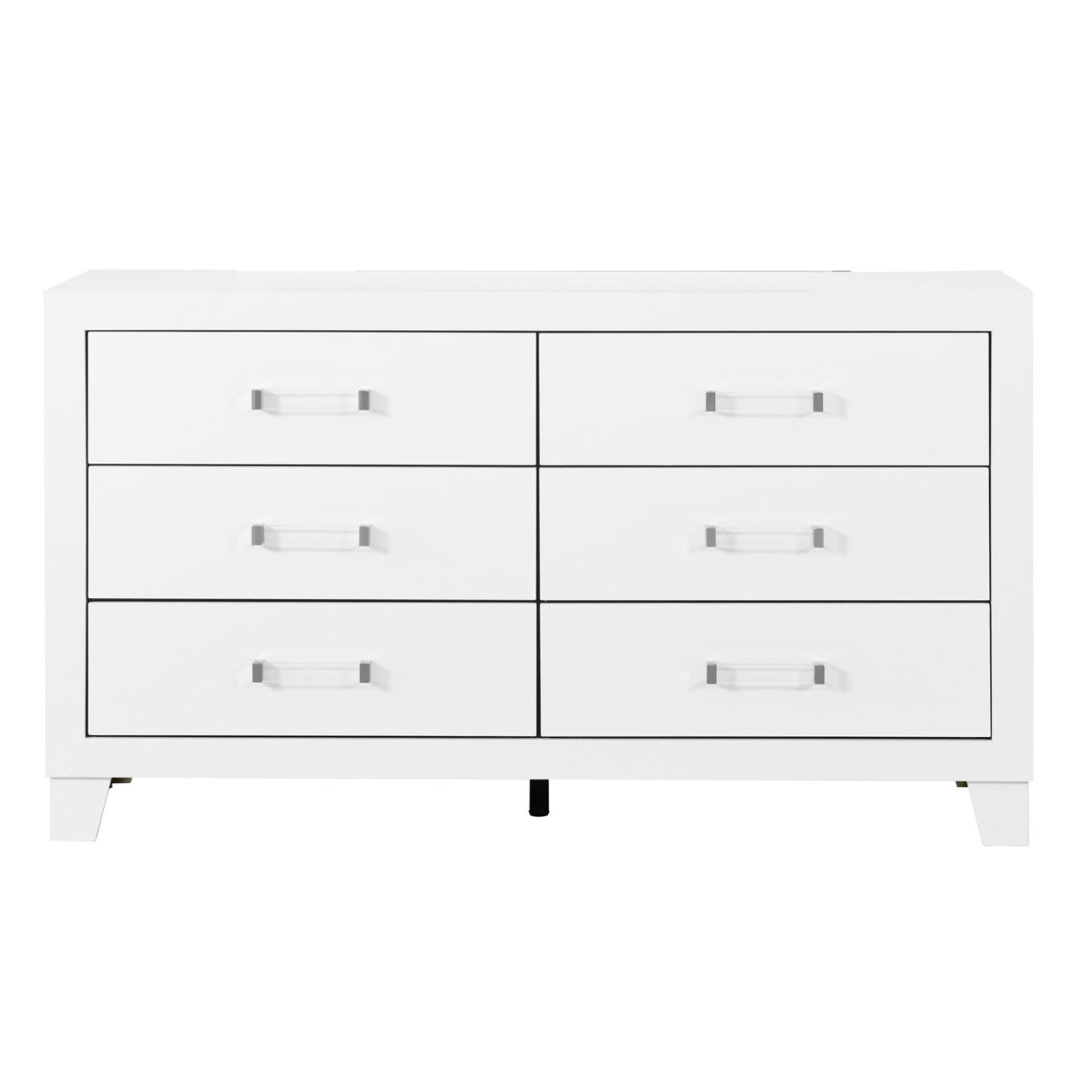 Omoda 5Pc White Queen Bedroom Set With Led Box Spring Required Queen White Wood 5 Piece Set Bedroom Bed Included,Chest Included,Dresser Included,Mirror Included,Nightstand Included Contemporary
