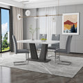 Dining Table Set For 4 6, 5 Piece Dining Table Set, Faux Marble Table Top And Modern Design Mdf Base With 4 Pu Leather Ergonomic Dining Chairs Metal Grey White Modern Mdf Metal