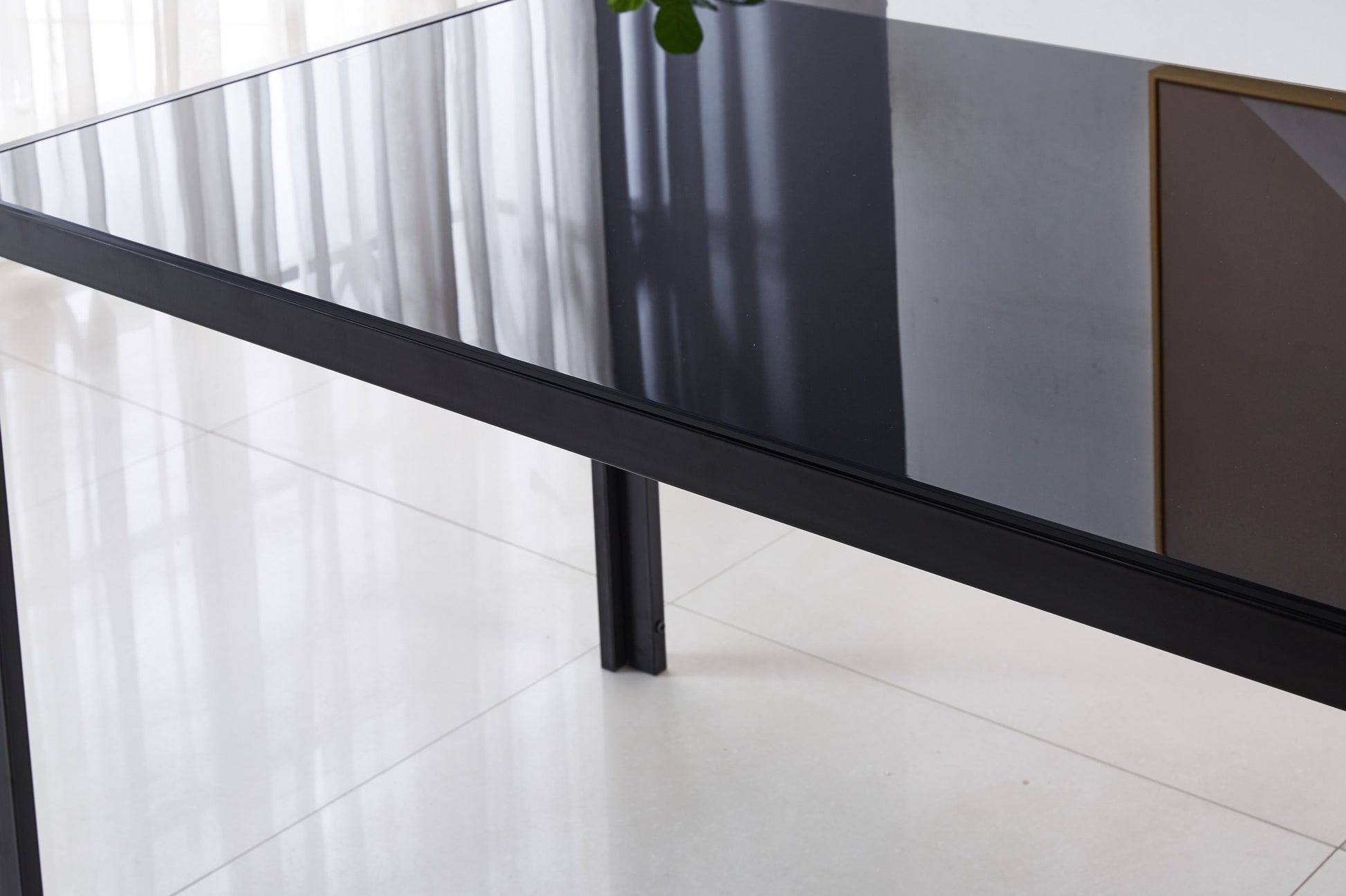 Dining Table With Metal Leg And Glass,Modern Space Saving Kitchen Table For Living Room,Black Glass Table,120X70X75Cm,Dining Table,Kitchen Table,Coffee Table Black Glass Metal