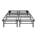 Black Metal Platform Foldable Bed Frame Full Size, Toolless High Profile Design Full Black Metal Bedroom Bed Frame Metal