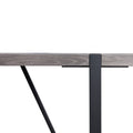 Table And Chair Set, Textured Top In Vintage Retro Grey Wood Grain Desktop, Black Metal Legs. Dining Chair With White Faux Leather Backrest Cushion With Black Metal Legs. Gray,Wood Seats 6 Mdf Metal