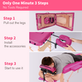 Massage Table Portable Massage Bed Lash Bed With Carrying Case Spa Table Height Adjustable, Salon Bed Face Cradle Bed Rose Faux Leather