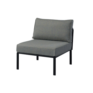 Grey And Black Patio Chair With Metal With Loose Back Yes Grey Black Garden & Outdoor Modern Wood Fabric