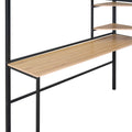 Full Size Loft Bed With Desk And Stool, Metal Loft Bed With Open Style Wardrobe, Shelves And Cabinet, Black Full Black Metal & Wood