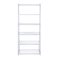 White And Chrome Bookshelf With 6 Shelves 6 White Vertical Wood Metal