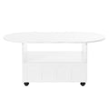 Cream Style Tv Stand And Coffee Table Set Of 2, Led Light Strip Tv Stand For Tvs Up To 80'', Cloud Top Coffee Table With 2 Brake Wheels For Living Room, White White 80 89 Inches Particle Board