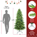 6.5Ft Artificial Christmas Tree Prelit Pe&Pvc With Metal Stand,450 Bi Colour Led Lights,1791 Branch Tips Green Everett Balsam Tree Easy Assembly For Indoor,Home 50 X 50 X 90 Inches Green Pvc