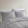 Ombre Shaggy Long Fur Comforter Mini Set Queen Grey Polyester