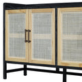 Sideboard Rustic Buffet Cabinet, Sideboard Cabinet With Decorative Rattan Doors, Buffet Cabinet With Storage For Entryway Dining Room Kitchen Living Room, Black Natural Black Natural Mdf