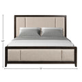 Queen Upholstered Headboard & Footboard Antique Brown Wood Finish With Traditional Styling Box Spring Required Queen Beige Solid Wood Mdf