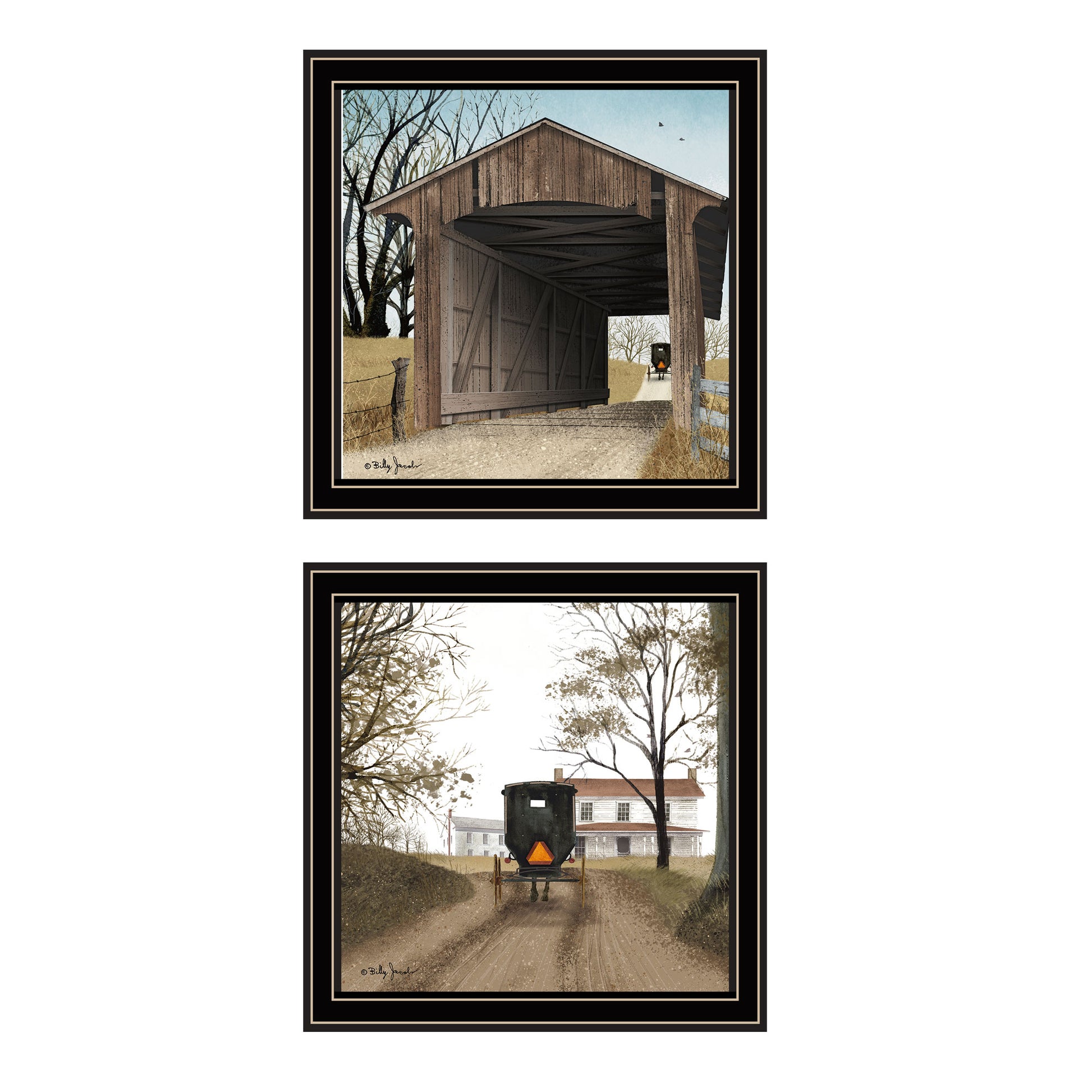 2 Piece Vignette Headin' Home, Miller'S Creek Bridge Black Framed Wall Art For Living Room, Bedroom Wall Art Print For Home Decor By Billy Jacobs Multicolor Wood Paper