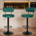 Modern Bar Stools Set Of 2,Curved Backrest Upholstered Counter Height Bar Stools,Adjustable Bar Stool 24.5