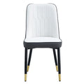Table And Chair Set.The Table Has A Glass Top With Imitation Marble Pattern Stickers And Stainless Steel Golden Legs. Paried With Chairs With Pu Artificial Leather Backrest Cushions And Black Legs. Black Gold Seats 6 Glass Metal