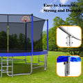 16Ft Trampoline With Balance Bar & Basketball Hoop&Ball, Astm Approved Reinforced Type Outdoor Trampoline With Enclosure Net Antique Blue Metal