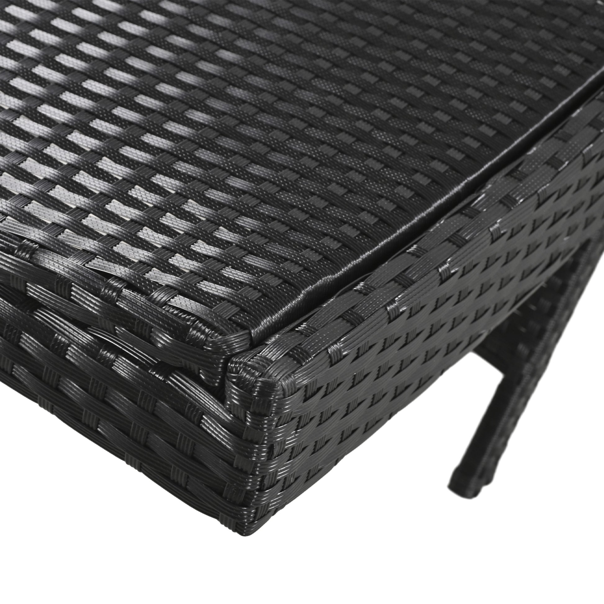 K&K 80'' Outdoor Wicker Chaise Lounge Chairs Set Of 2, Patio Rattan Reclining Chair Pull Out Side Table Adjustable Backrest Ergonomic Wave Design Pool Sunbathing Recliners, Black No Lounge Black