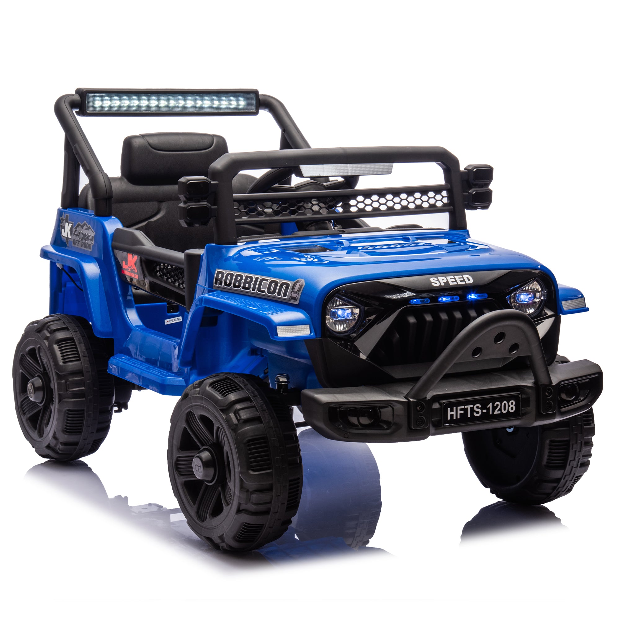 12V Kids Ride On Electric Truck Car W Parents Control,2Wd,Four Wheel Suspension,Early Education Function,Adjustable Volume,Usb,Mp3,Bluetooth,Microphone Jack,Power Display,Led Lights For Kids Aged 3. Blue Polypropylene