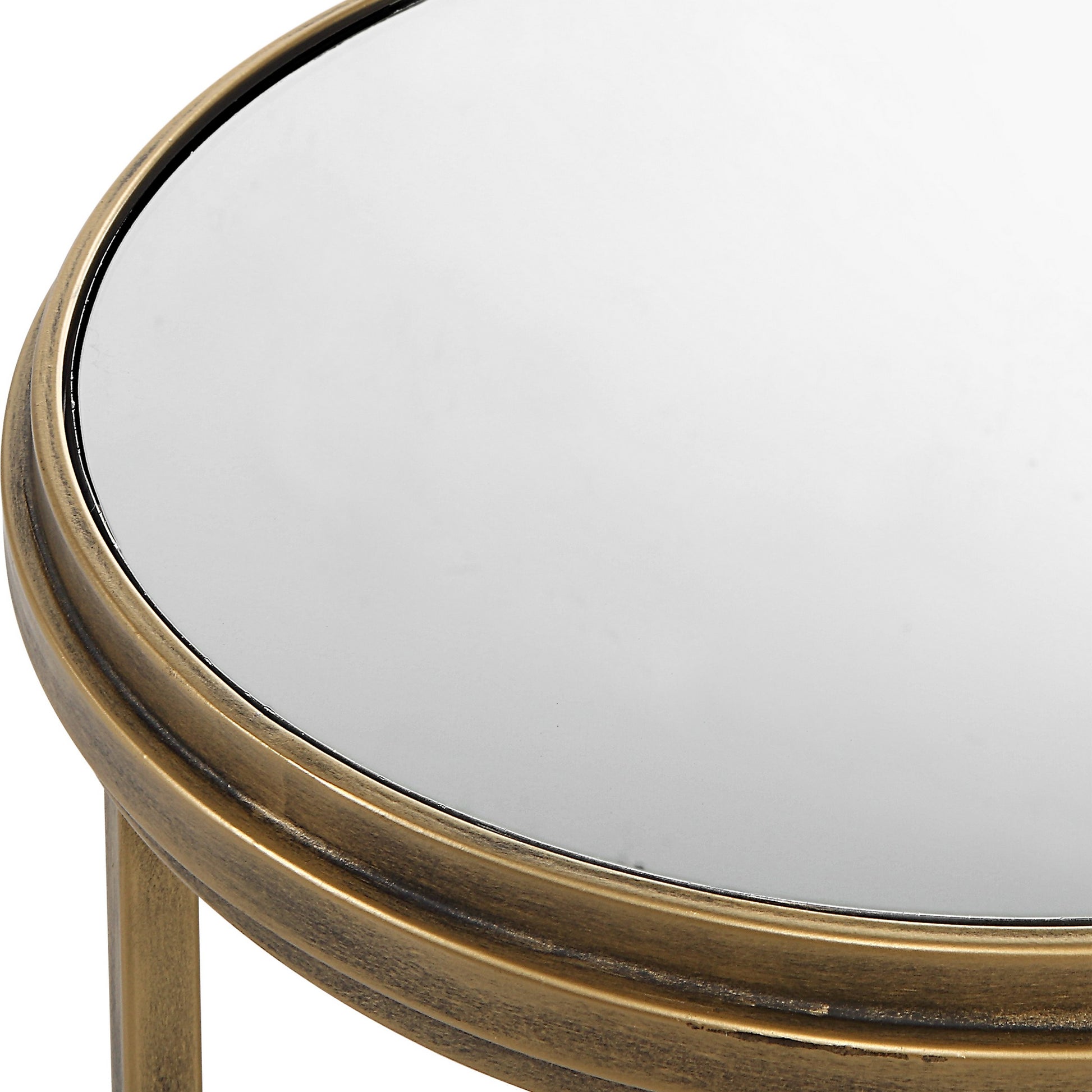 15, 18 Inch Set Of 2 Nesting Accent Tables With Mirrored Tops, Modern, Gold Gold Metal