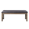 Black And Weathered Cherry Bench With Trim Black Brown Bedroom Farmhouse,Modern Rubberwood Foam Faux Leather