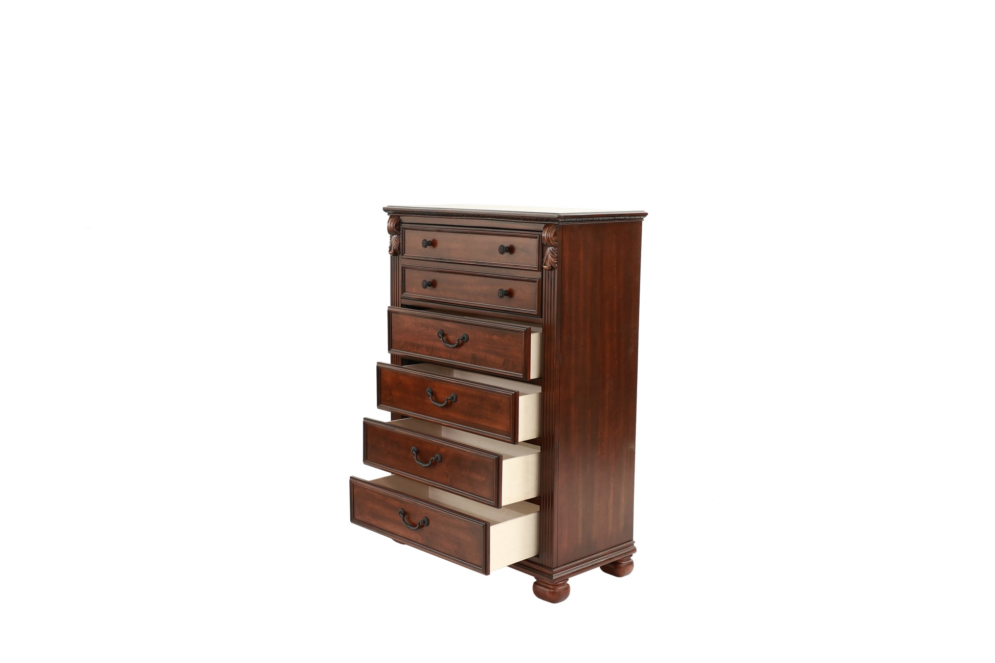 Dark Cherry 1Pc Chest Of Drawers Storage Bedroom Furniture Traditional Style Chest Cherry Bedroom Contemporary,Modern,Transitional Particle Board Mdf,Plywood